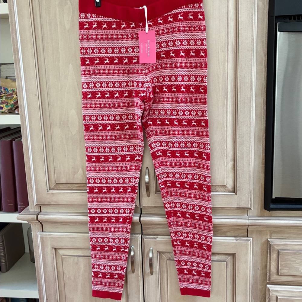 Isaac Mizrahi sleepwear pajama bottoms sz S winter red white snow NWT